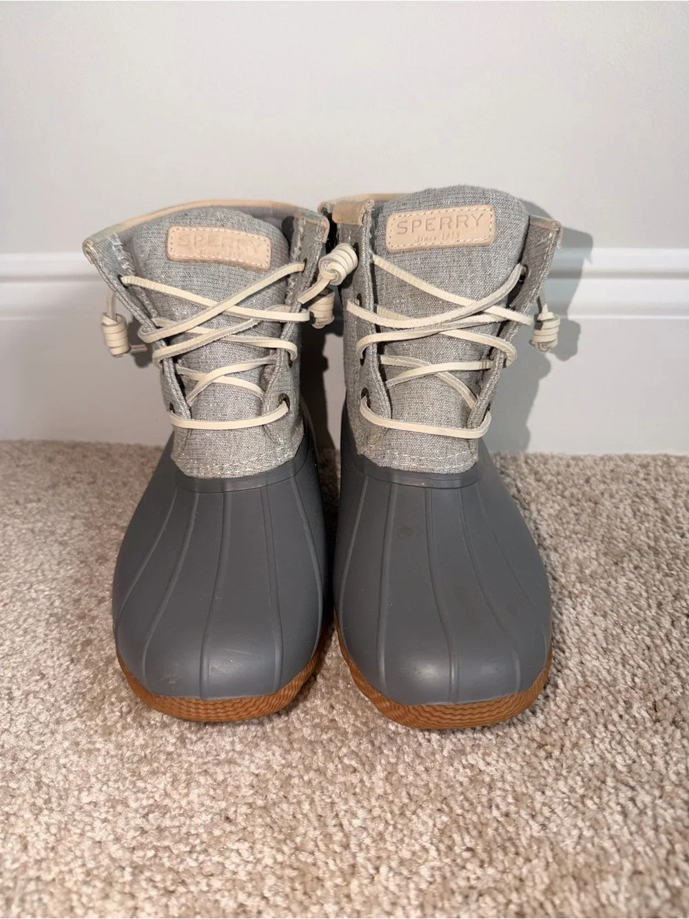 Sperry Kids Gray and Cream Waterproof Duck Boots